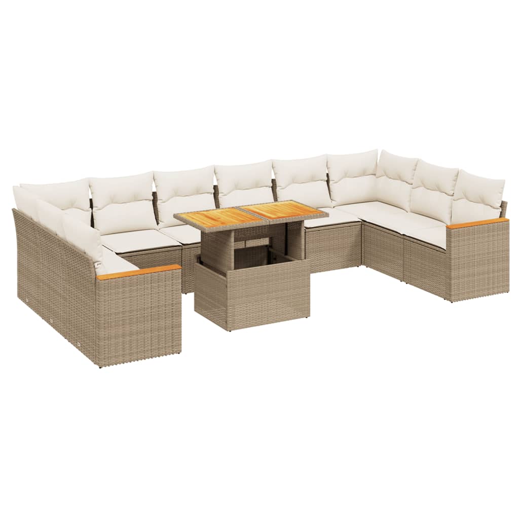 11-delige Tuinset met kussens poly rattan beige is nu te koop bij PeponiXL, paradijselijk wonen!