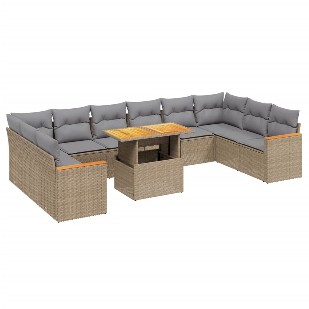 11-delige Tuinset met kussens poly rattan beige is nu te koop bij PeponiXL, paradijselijk wonen!