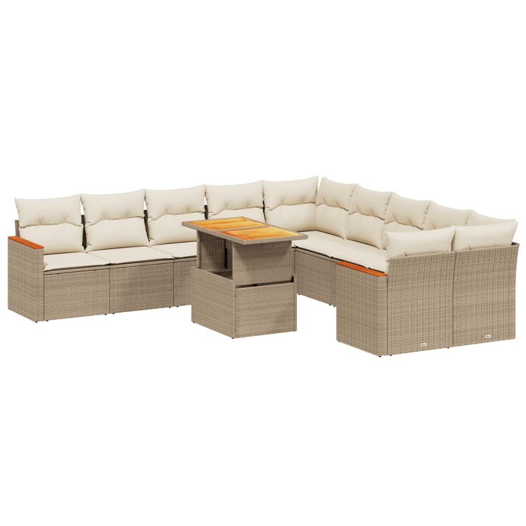 11-delige Tuinset met kussens poly rattan beige is nu te koop bij PeponiXL, paradijselijk wonen!