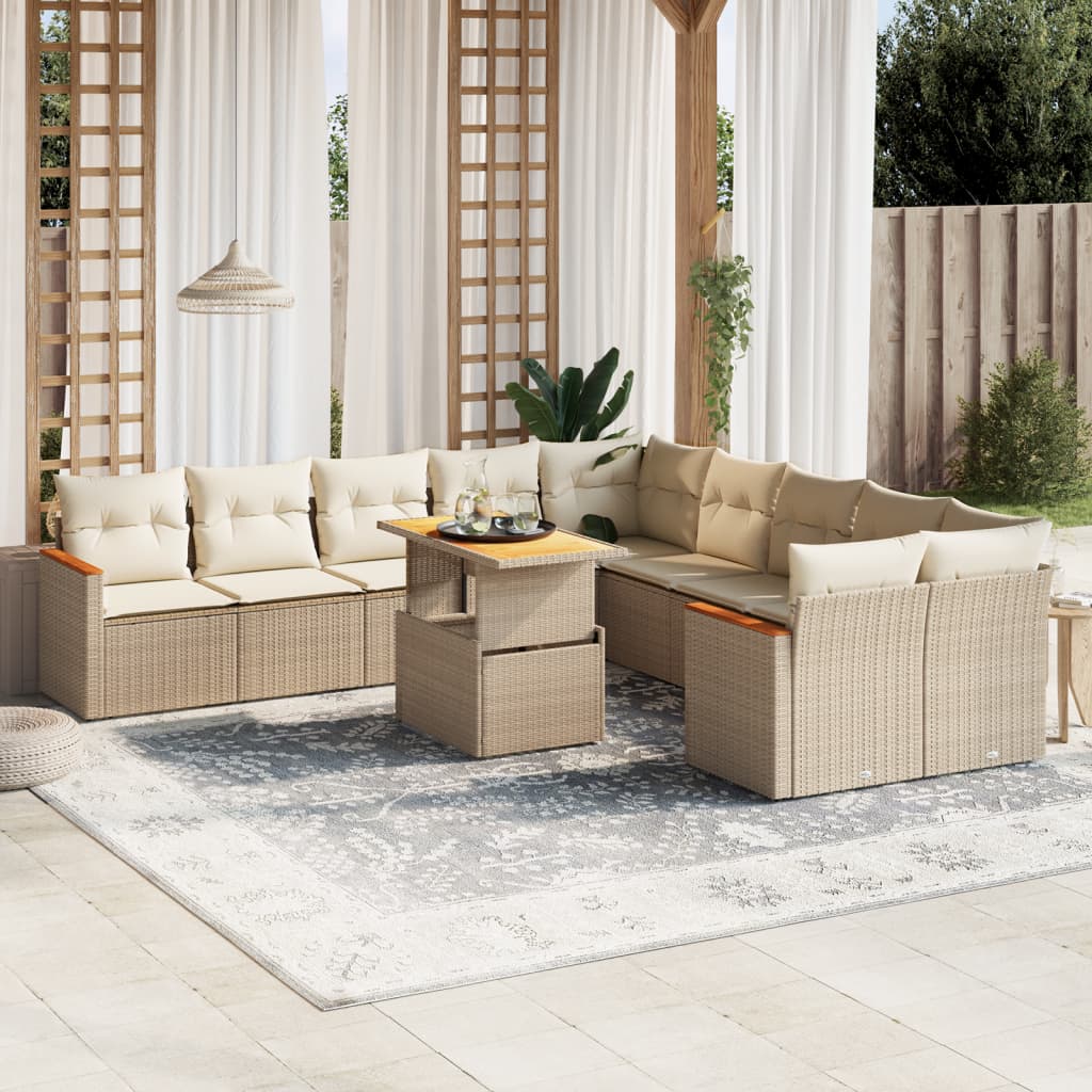 11-delige Tuinset met kussens poly rattan beige is nu te koop bij PeponiXL, paradijselijk wonen!