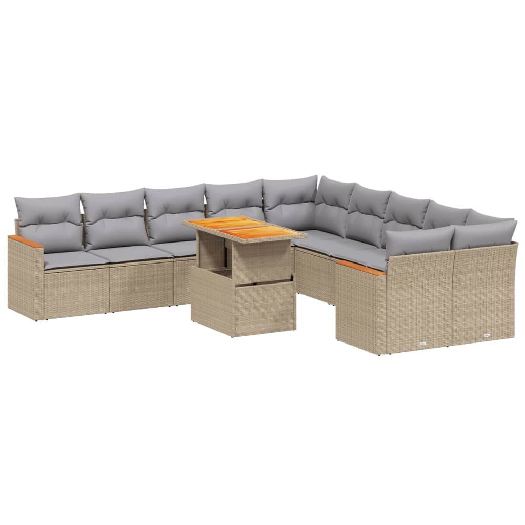 11-delige Tuinset met kussens poly rattan beige is nu te koop bij PeponiXL, paradijselijk wonen!