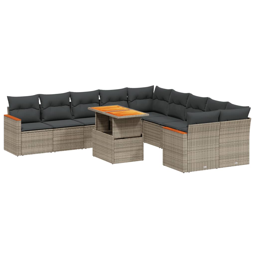 11-delige Loungeset met kussens poly rattan grijs is nu te koop bij PeponiXL, paradijselijk wonen!