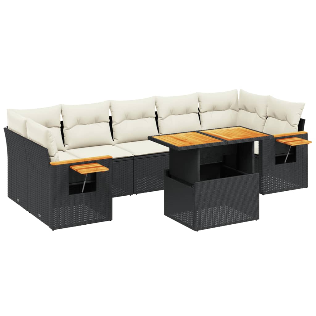 8-delige Loungeset met kussens poly rattan zwart is nu te koop bij PeponiXL, paradijselijk wonen!