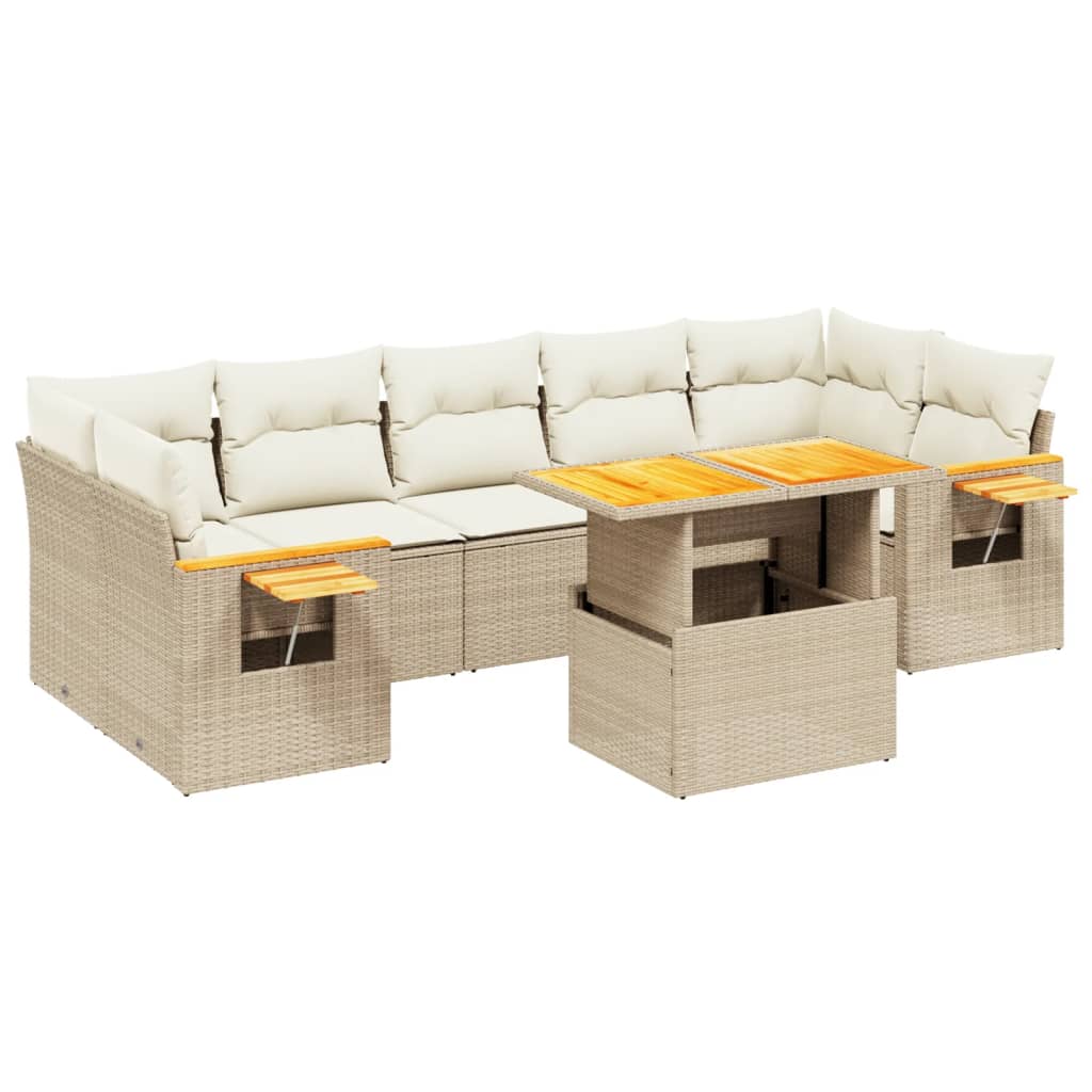 8-delige Loungeset met kussens poly rattan beige is nu te koop bij PeponiXL, paradijselijk wonen!
