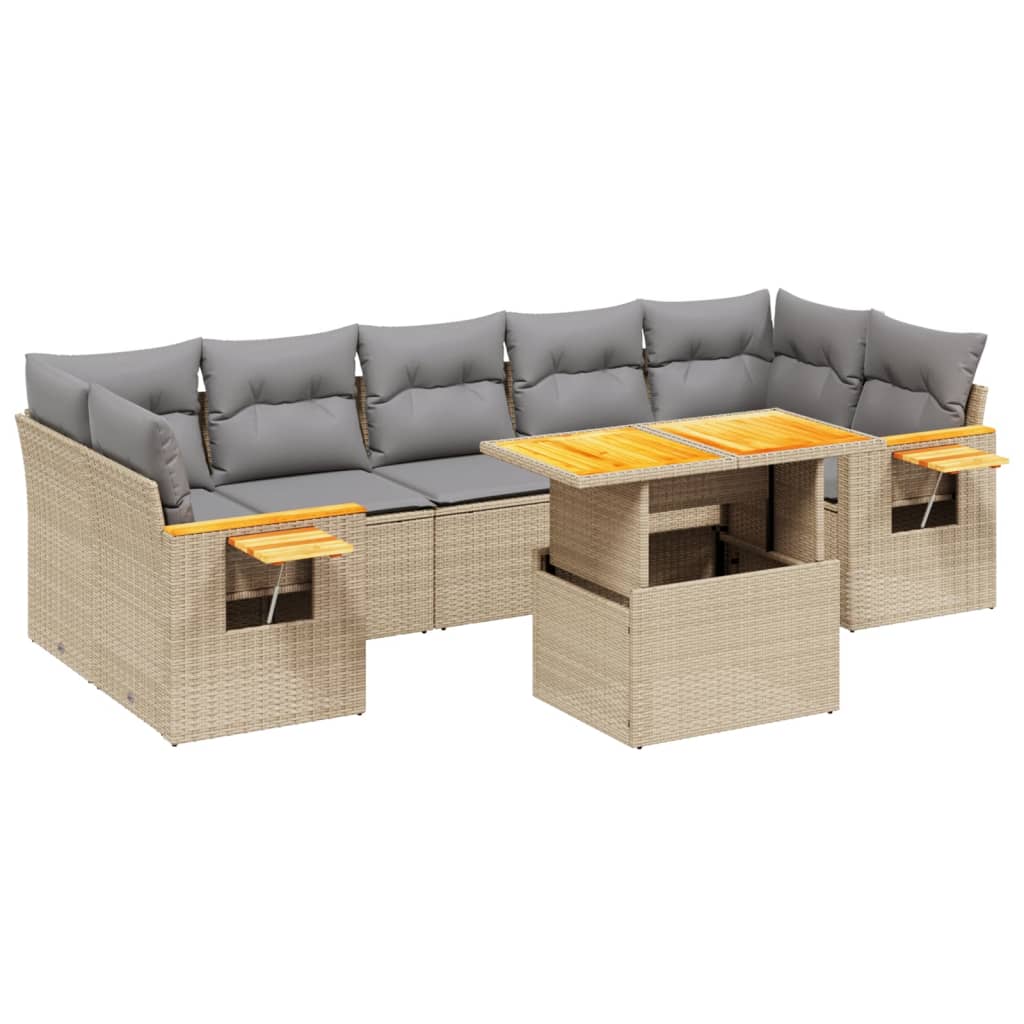 8-delige Loungeset met kussens poly rattan beige is nu te koop bij PeponiXL, paradijselijk wonen!