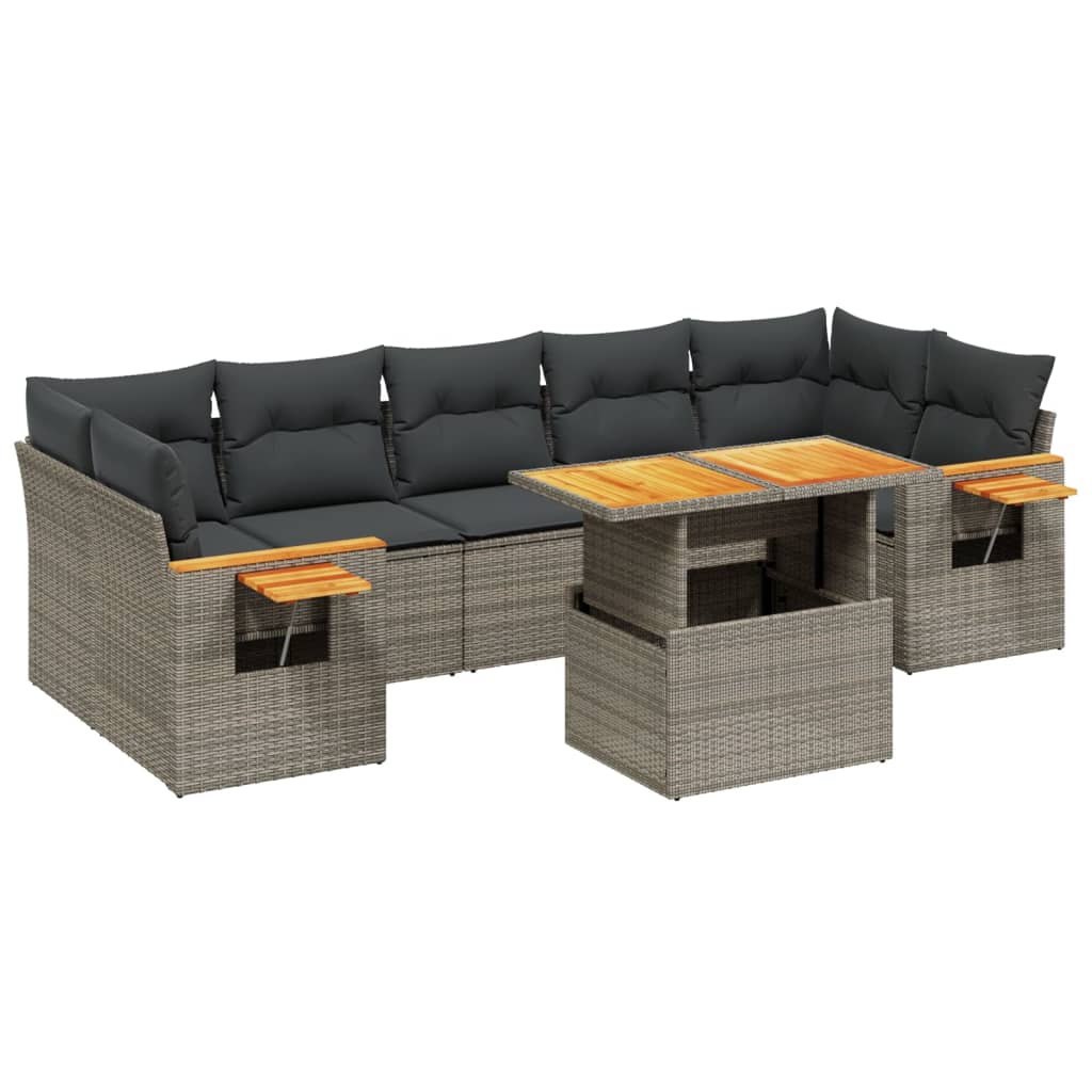 8-delige Loungeset met kussens poly rattan grijs is nu te koop bij PeponiXL, paradijselijk wonen!