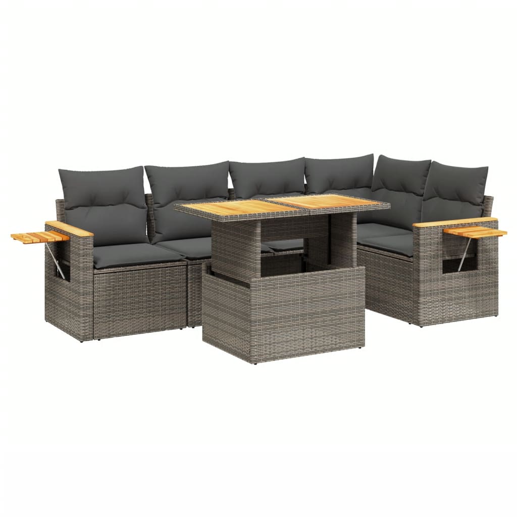 6-delige Loungeset met kussens poly rattan grijs is nu te koop bij PeponiXL, paradijselijk wonen!