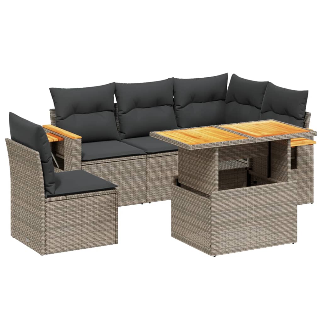 6-delige Loungeset met kussens poly rattan grijs is nu te koop bij PeponiXL, paradijselijk wonen!