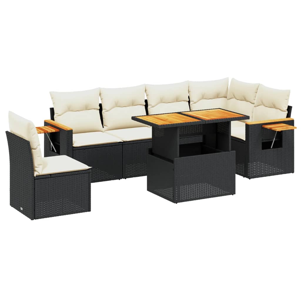 7-delige Loungeset met kussens poly rattan zwart is nu te koop bij PeponiXL, paradijselijk wonen!