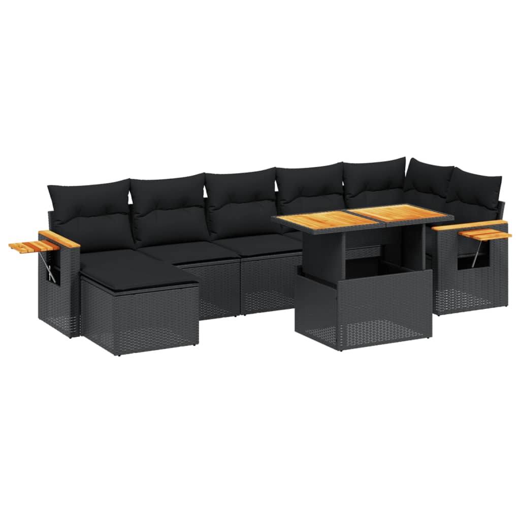 8-delige Loungeset met kussens poly rattan zwart is nu te koop bij PeponiXL, paradijselijk wonen!