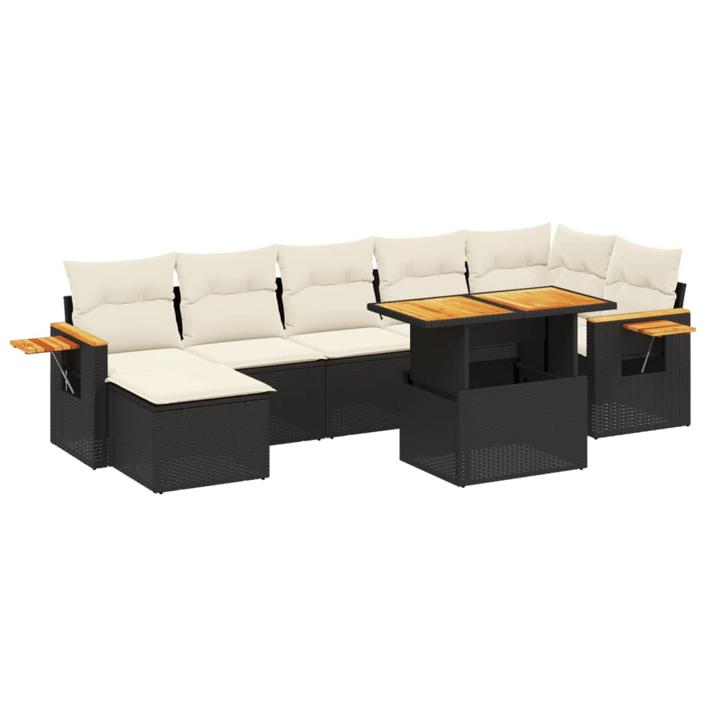8-delige Loungeset met kussens poly rattan zwart is nu te koop bij PeponiXL, paradijselijk wonen!