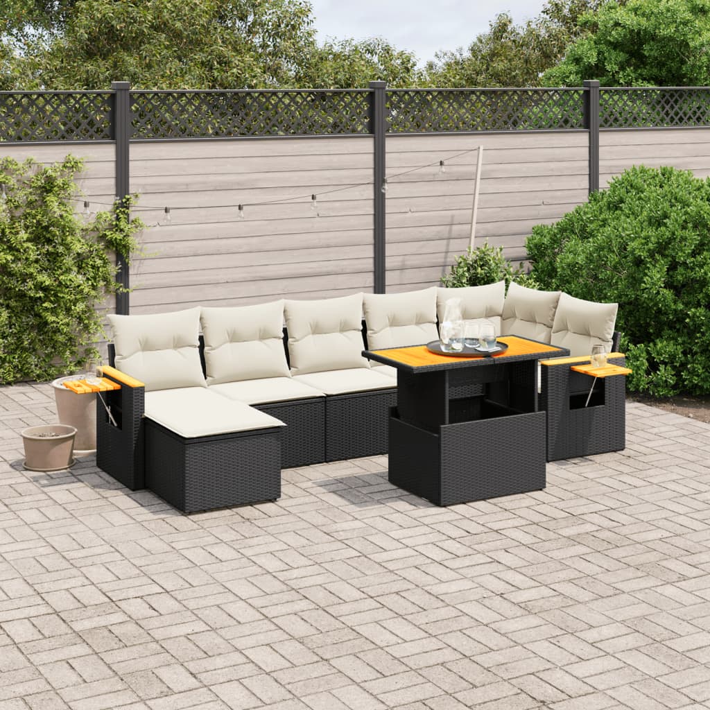 8-delige Loungeset met kussens poly rattan zwart is nu te koop bij PeponiXL, paradijselijk wonen!