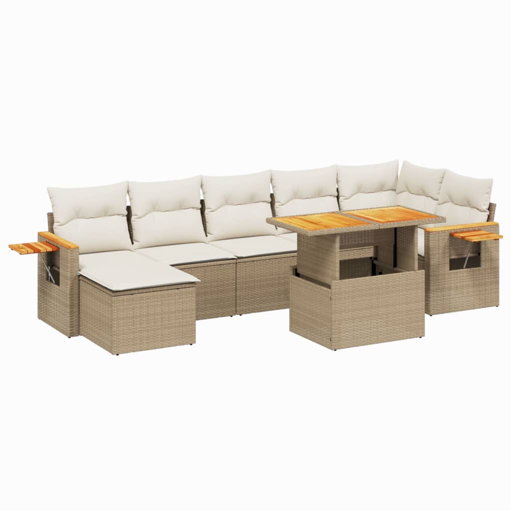 8-delige Loungeset met kussens poly rattan beige is nu te koop bij PeponiXL, paradijselijk wonen!