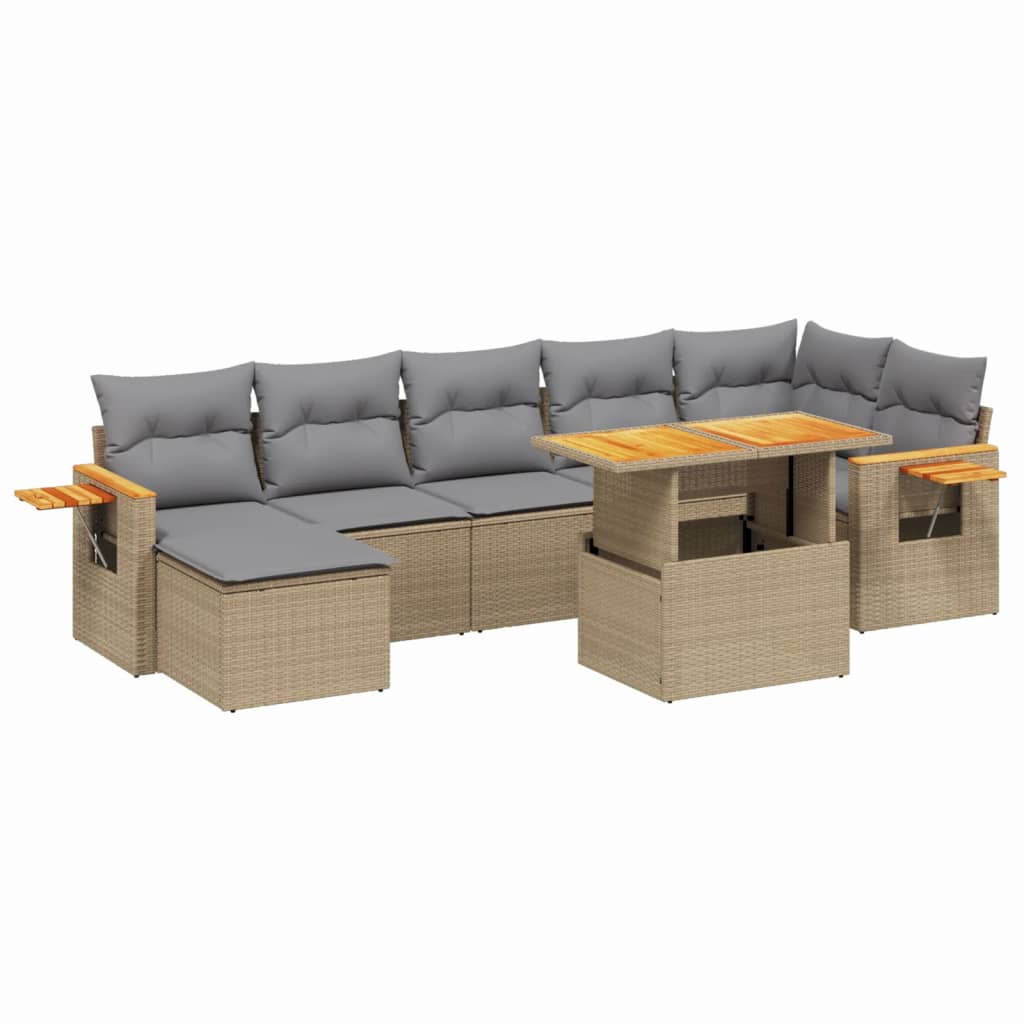 8-delige Loungeset met kussens poly rattan beige is nu te koop bij PeponiXL, paradijselijk wonen!