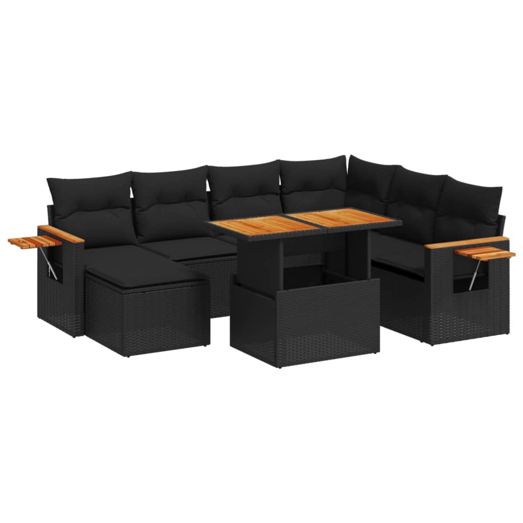 8-delige Loungeset met kussens poly rattan zwart is nu te koop bij PeponiXL, paradijselijk wonen!