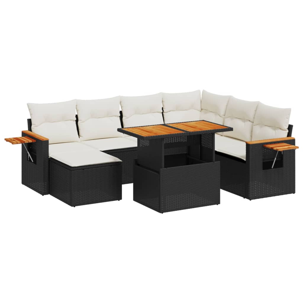 8-delige Loungeset met kussens poly rattan zwart is nu te koop bij PeponiXL, paradijselijk wonen!
