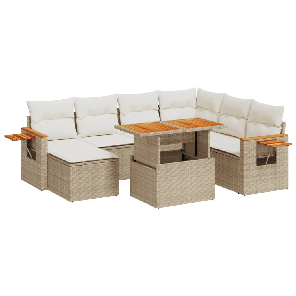 8-delige Loungeset met kussens poly rattan beige is nu te koop bij PeponiXL, paradijselijk wonen!