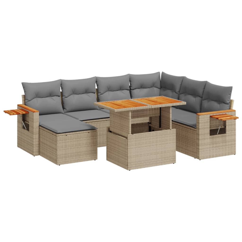 8-delige Loungeset met kussens poly rattan beige is nu te koop bij PeponiXL, paradijselijk wonen!