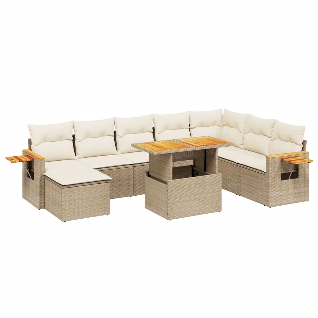9-delige Loungeset met kussens poly rattan beige is nu te koop bij PeponiXL, paradijselijk wonen!