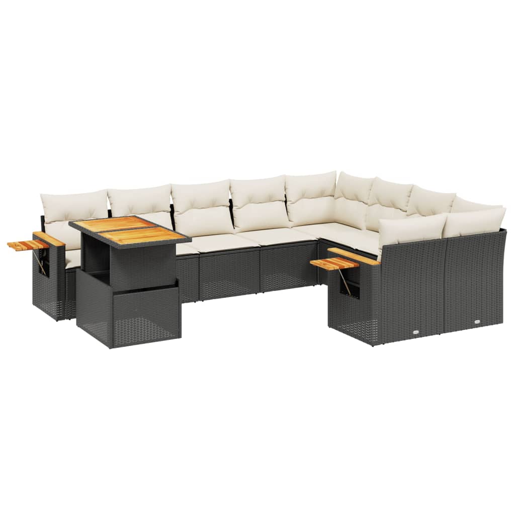 10-delige Loungeset met kussens poly rattan zwart is nu te koop bij PeponiXL, paradijselijk wonen!
