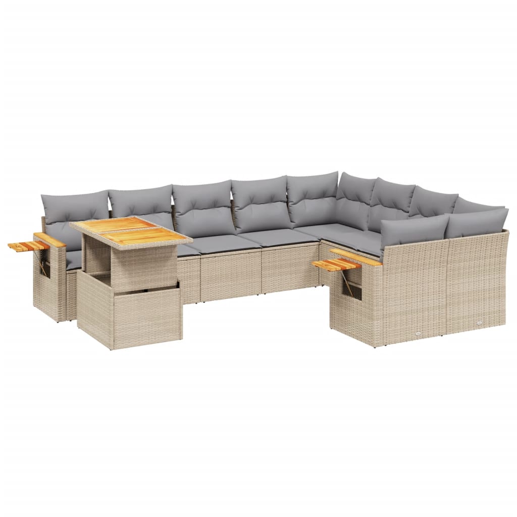 10-delige Loungeset met kussens poly rattan beige is nu te koop bij PeponiXL, paradijselijk wonen!