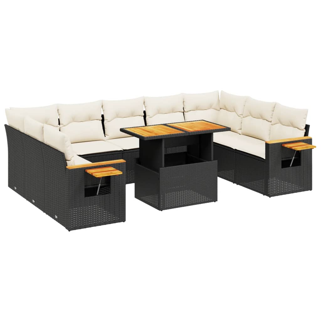 11-delige Loungeset met kussens poly rattan zwart is nu te koop bij PeponiXL, paradijselijk wonen!