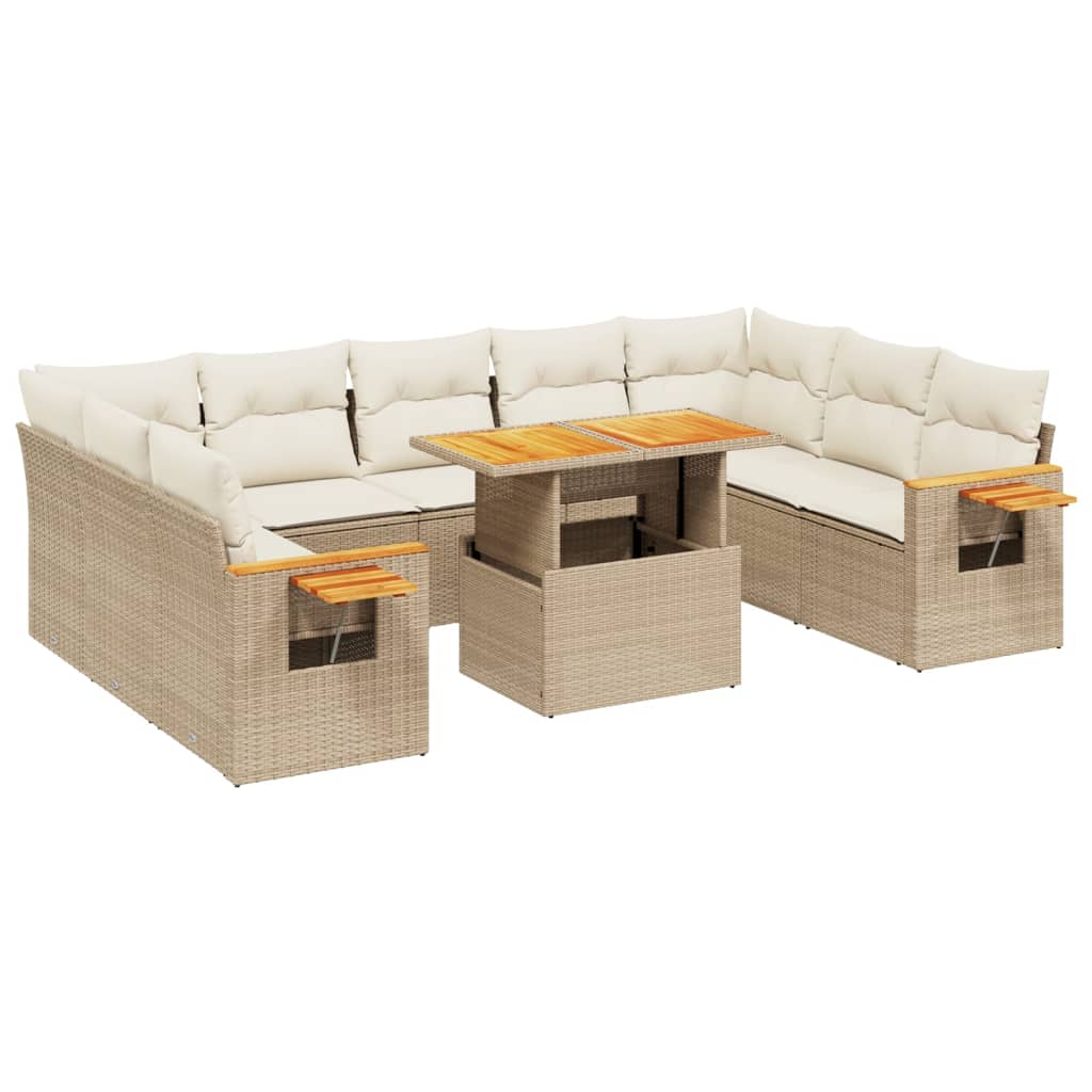 11-delige Tuinset met kussens poly rattan beige is nu te koop bij PeponiXL, paradijselijk wonen!
