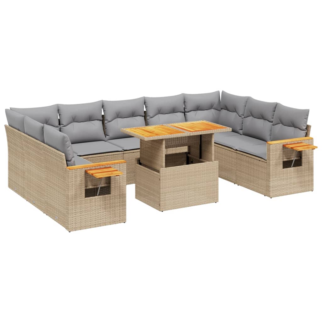 11-delige Tuinset met kussens poly rattan beige is nu te koop bij PeponiXL, paradijselijk wonen!