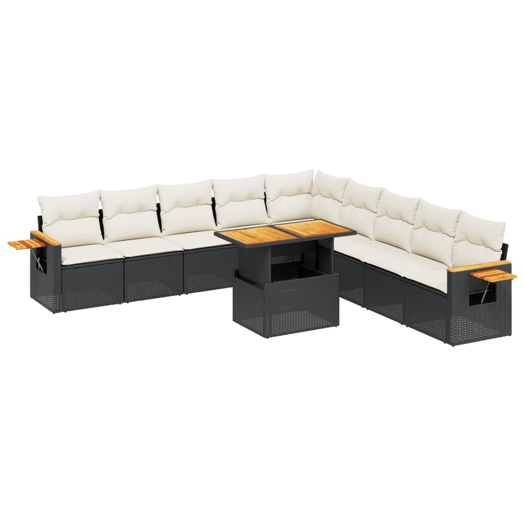 11-delige Loungeset met kussens poly rattan zwart is nu te koop bij PeponiXL, paradijselijk wonen!