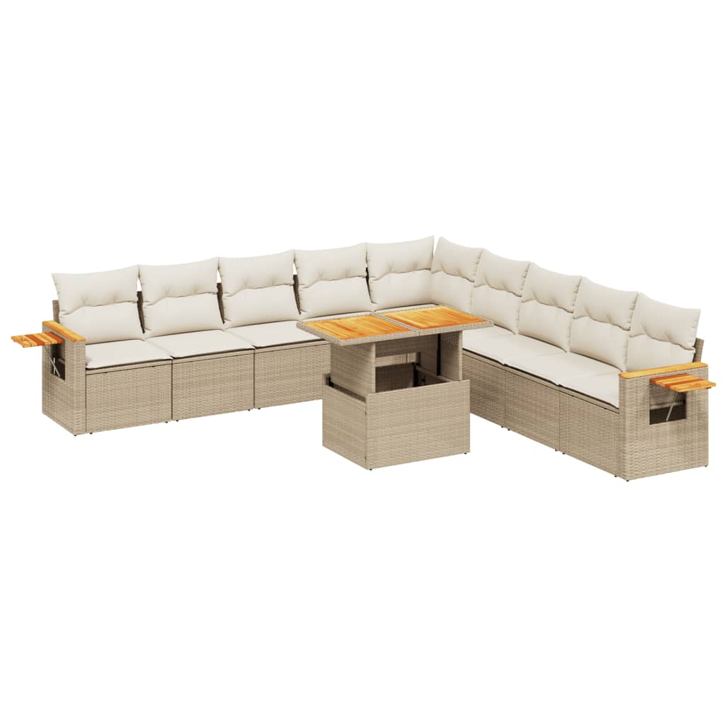 11-delige Tuinset met kussens poly rattan beige is nu te koop bij PeponiXL, paradijselijk wonen!