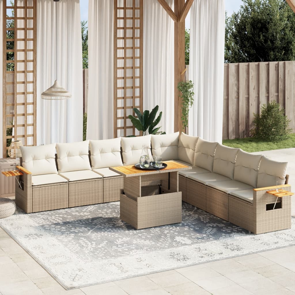 11-delige Tuinset met kussens poly rattan beige is nu te koop bij PeponiXL, paradijselijk wonen!