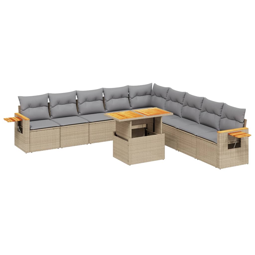 11-delige Tuinset met kussens poly rattan beige is nu te koop bij PeponiXL, paradijselijk wonen!