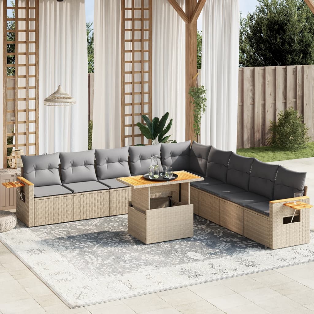 11-delige Tuinset met kussens poly rattan beige is nu te koop bij PeponiXL, paradijselijk wonen!