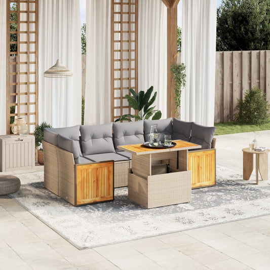 7-delige Loungeset met kussens poly rattan beige is nu te koop bij PeponiXL, paradijselijk wonen!