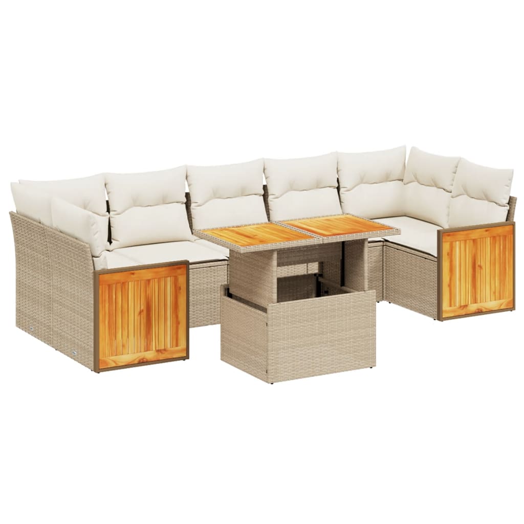 8-delige Loungeset met kussens poly rattan beige is nu te koop bij PeponiXL, paradijselijk wonen!