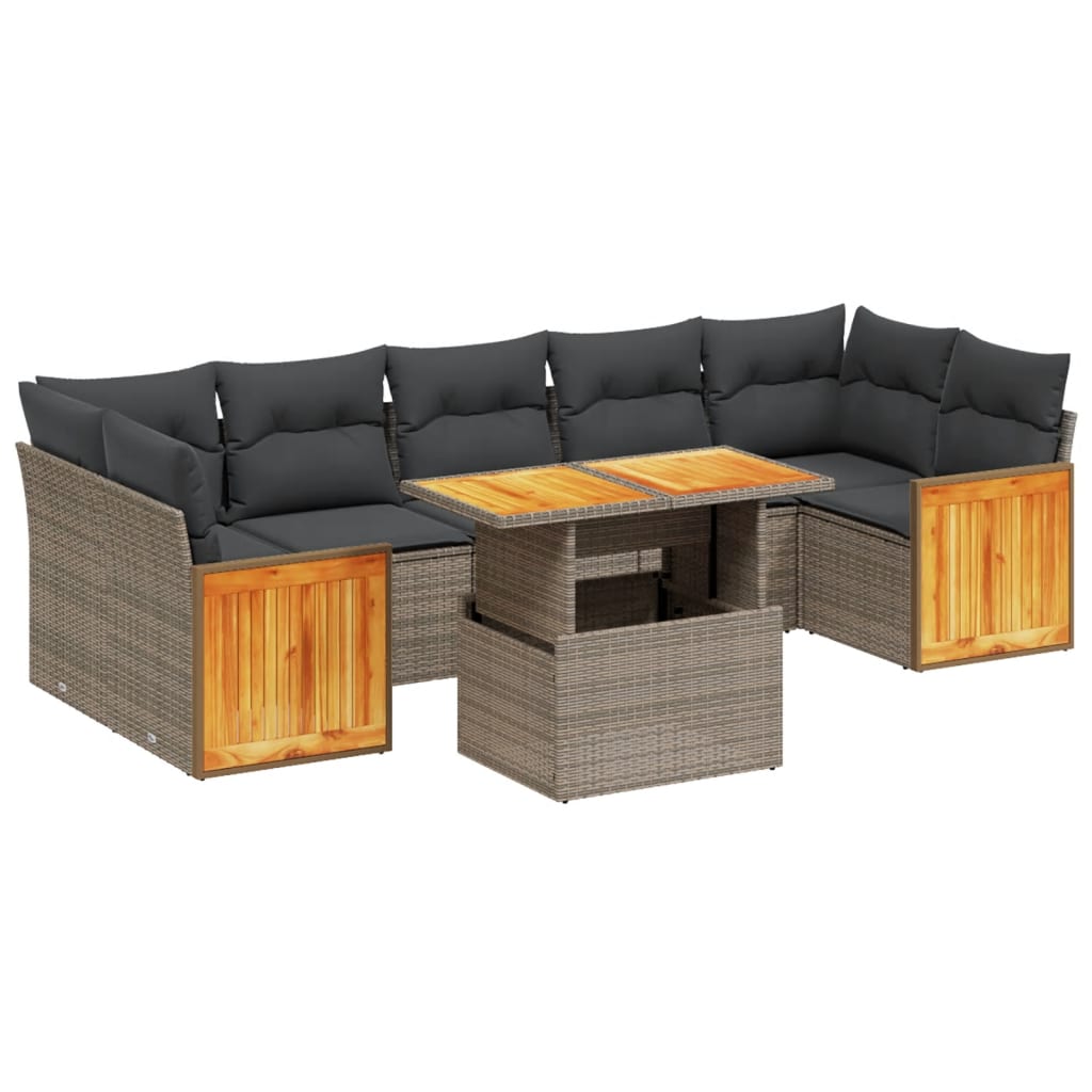 8-delige Loungeset met kussens poly rattan grijs is nu te koop bij PeponiXL, paradijselijk wonen!