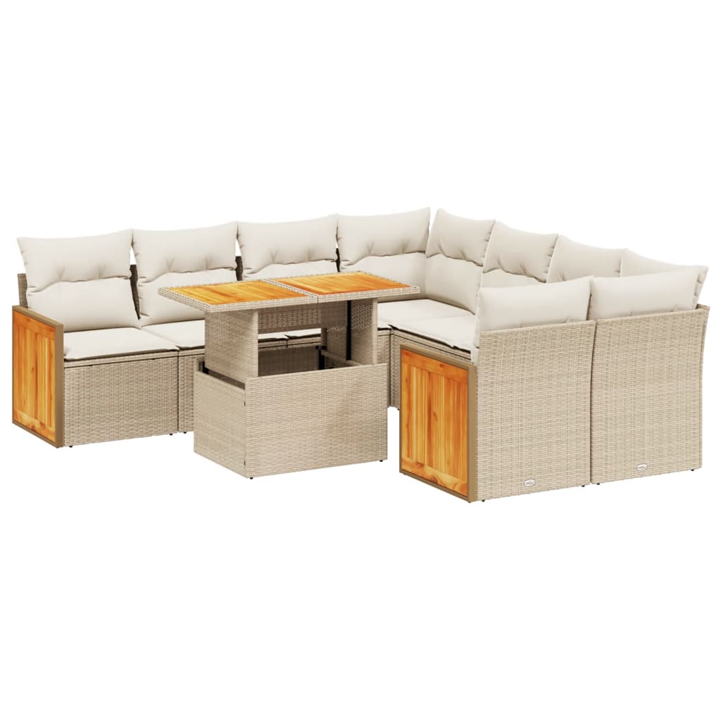 9-delige Loungeset met kussens poly rattan beige is nu te koop bij PeponiXL, paradijselijk wonen!