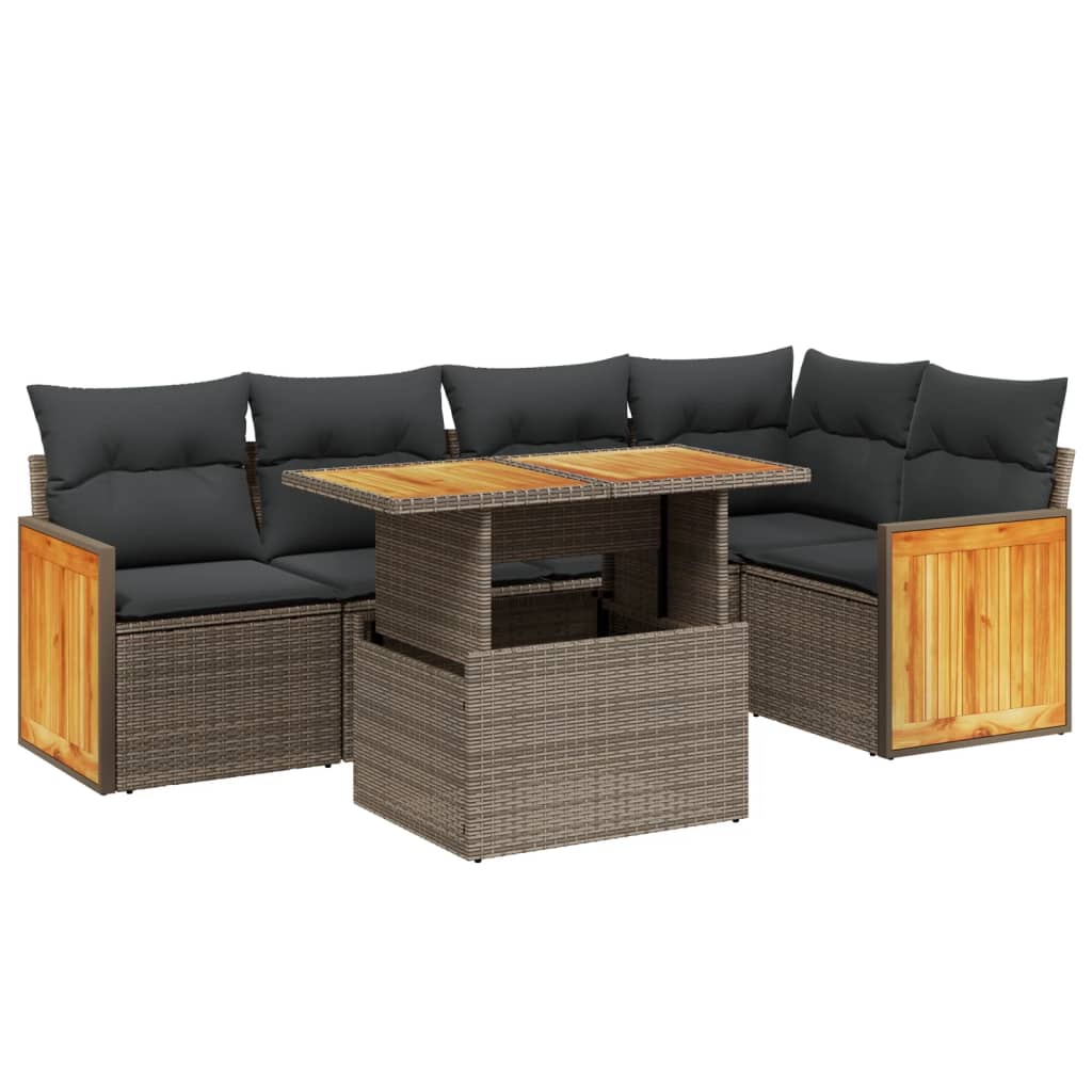 6-delige Loungeset met kussens poly rattan beige is nu te koop bij PeponiXL, paradijselijk wonen!