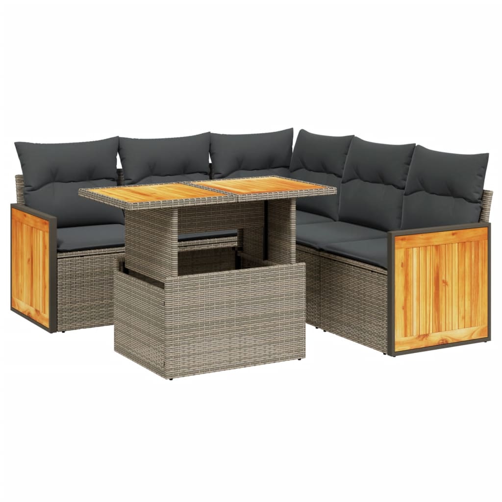 6-delige Loungeset met kussens poly rattan beige is nu te koop bij PeponiXL, paradijselijk wonen!