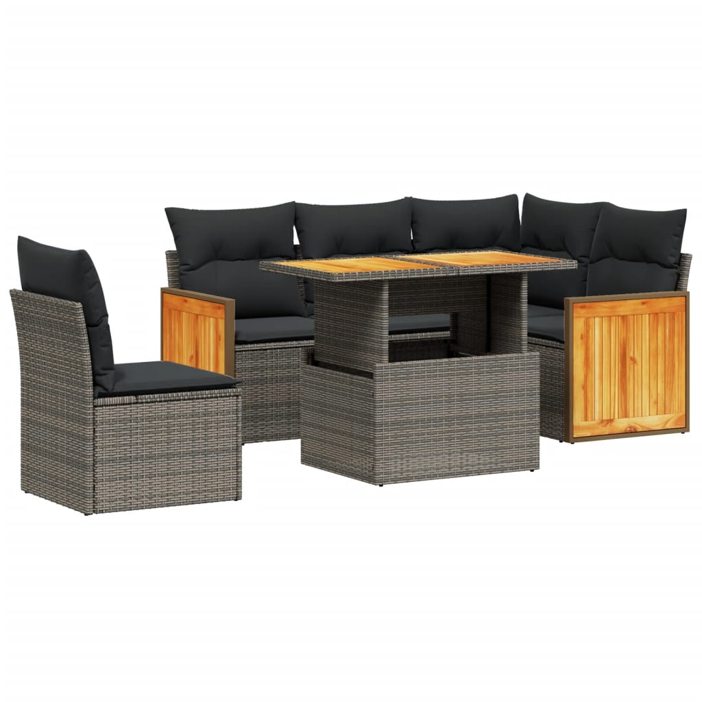 6-delige Loungeset met kussens poly rattan beige is nu te koop bij PeponiXL, paradijselijk wonen!