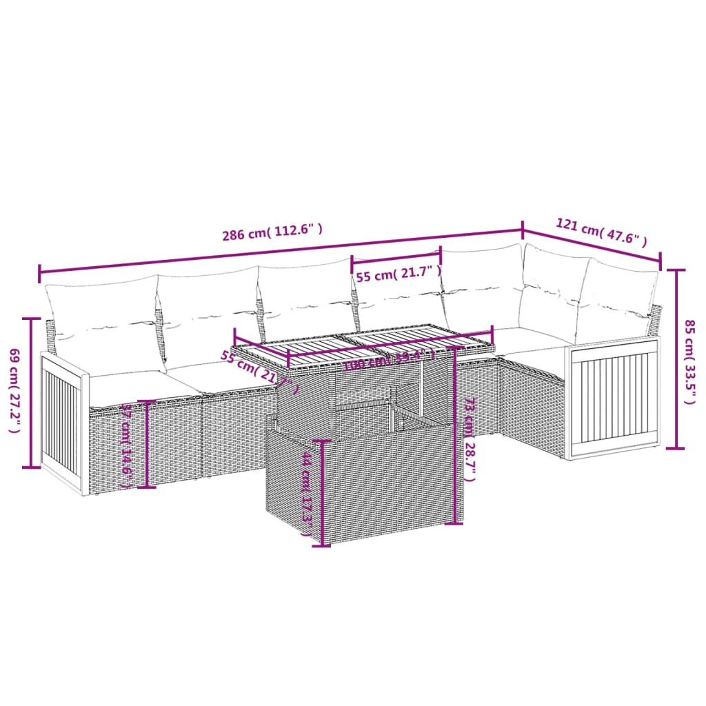 7-delige Loungeset met kussens poly rattan zwart is nu te koop bij PeponiXL, paradijselijk wonen!
