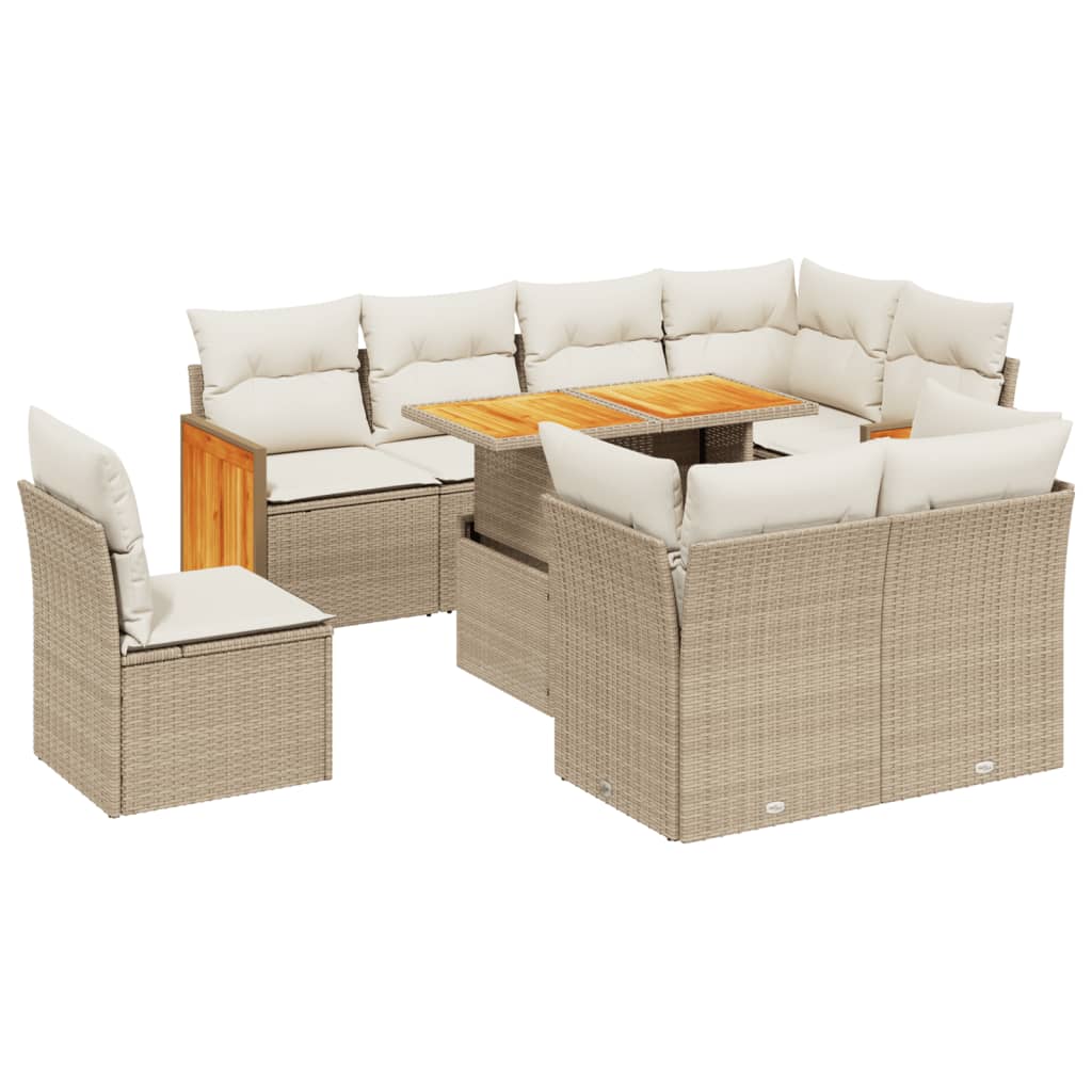 9-delige Loungeset met kussens poly rattan beige is nu te koop bij PeponiXL, paradijselijk wonen!