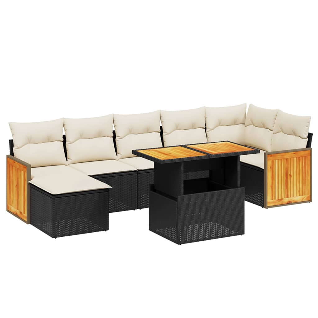 8-delige Loungeset met kussens poly rattan zwart is nu te koop bij PeponiXL, paradijselijk wonen!
