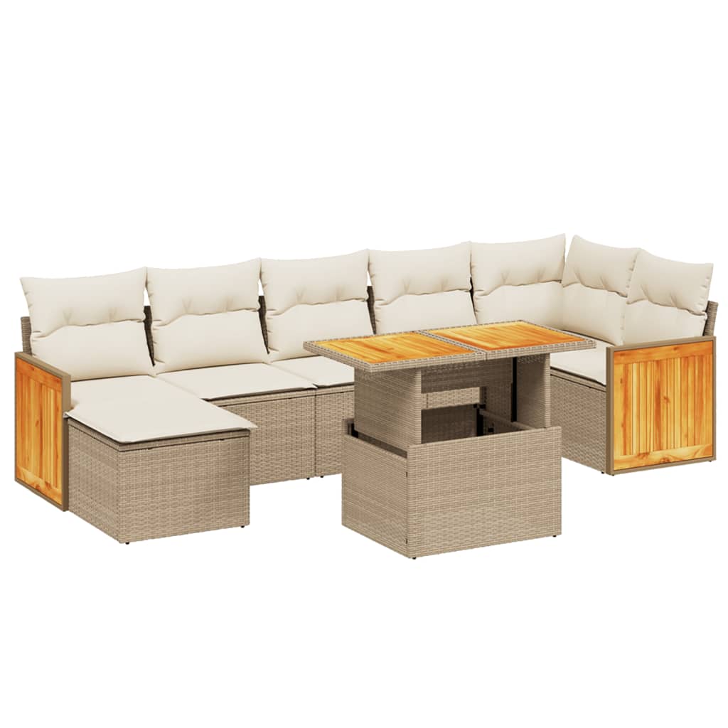 8-delige Loungeset met kussens poly rattan beige is nu te koop bij PeponiXL, paradijselijk wonen!