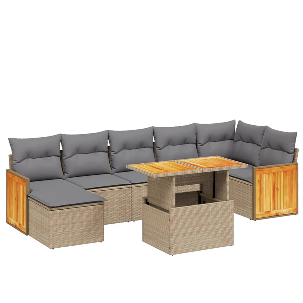 8-delige Loungeset met kussens poly rattan beige is nu te koop bij PeponiXL, paradijselijk wonen!