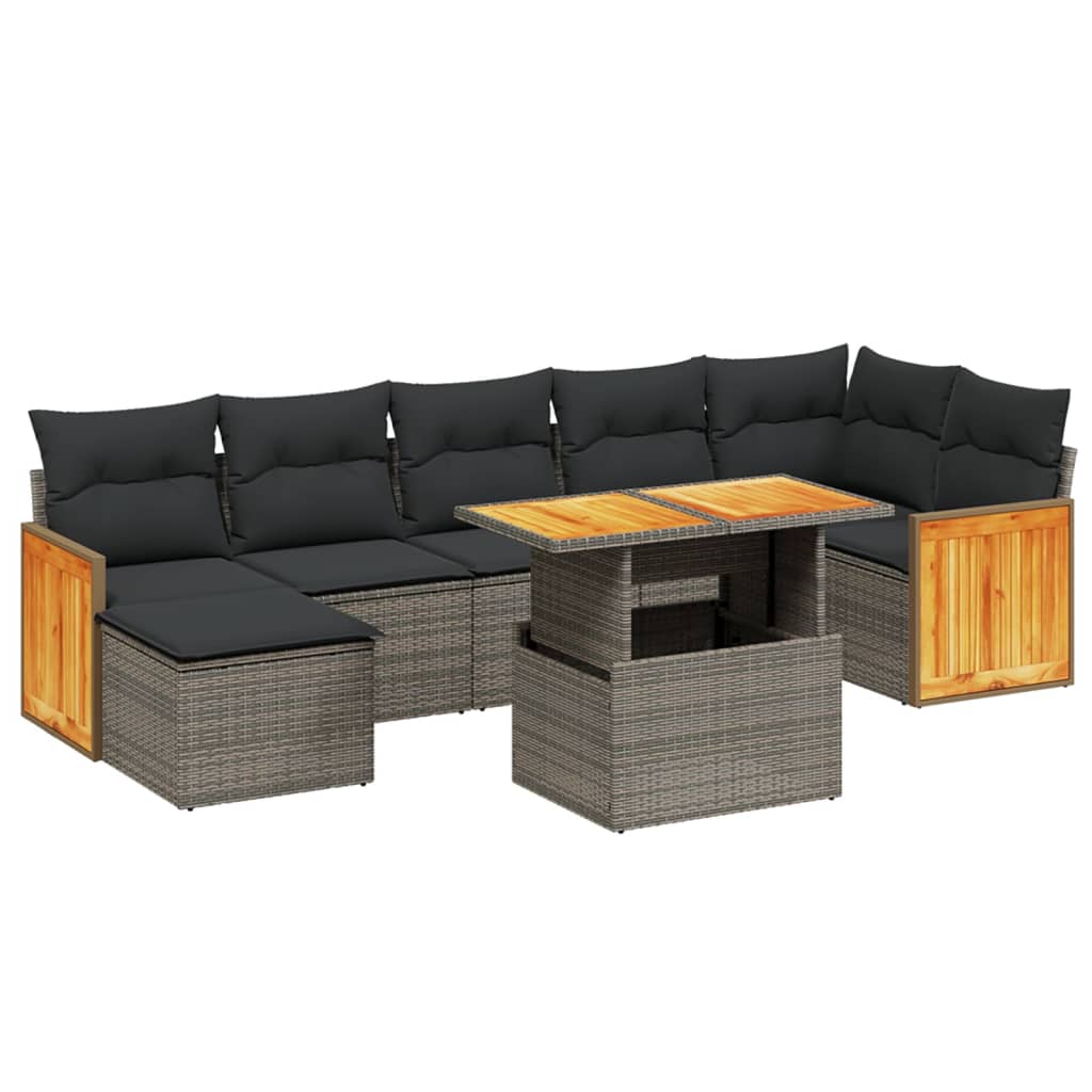 8-delige Loungeset met kussens poly rattan grijs is nu te koop bij PeponiXL, paradijselijk wonen!
