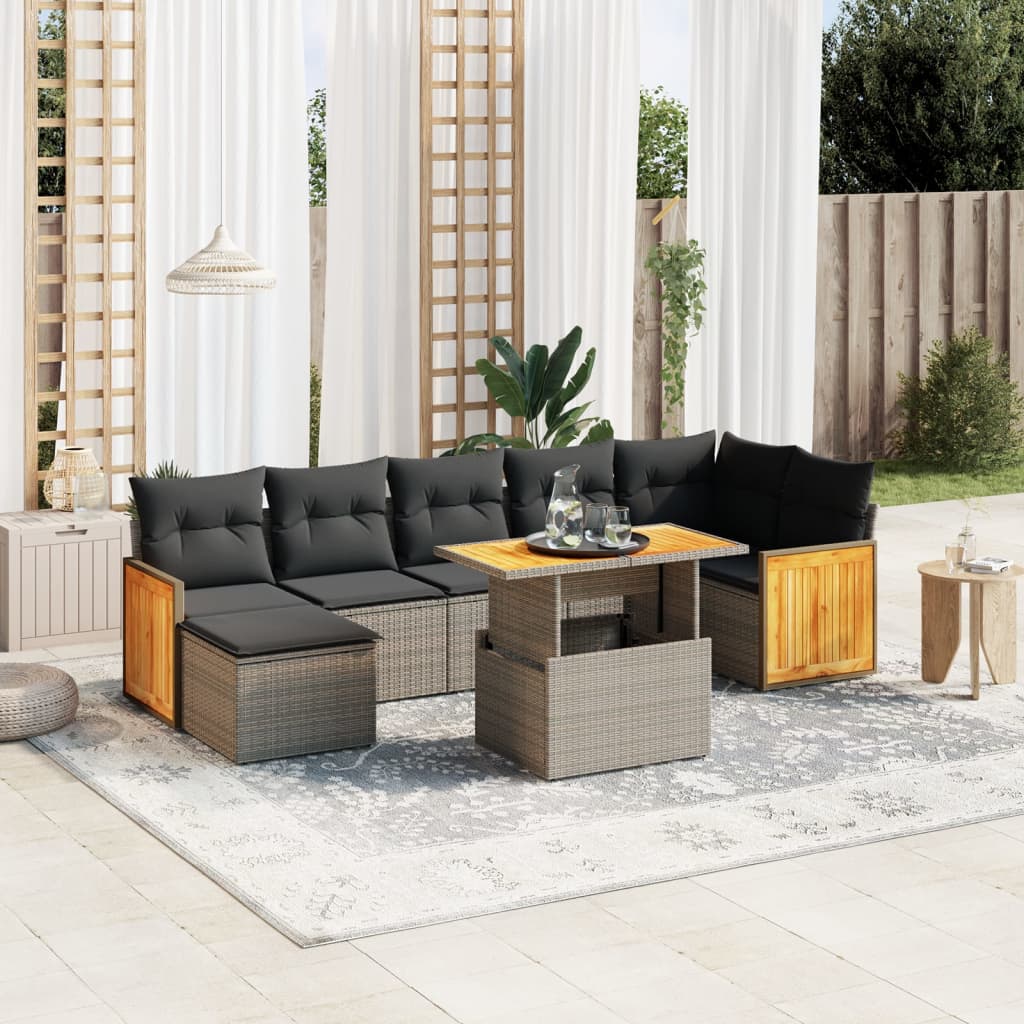8-delige Loungeset met kussens poly rattan grijs is nu te koop bij PeponiXL, paradijselijk wonen!