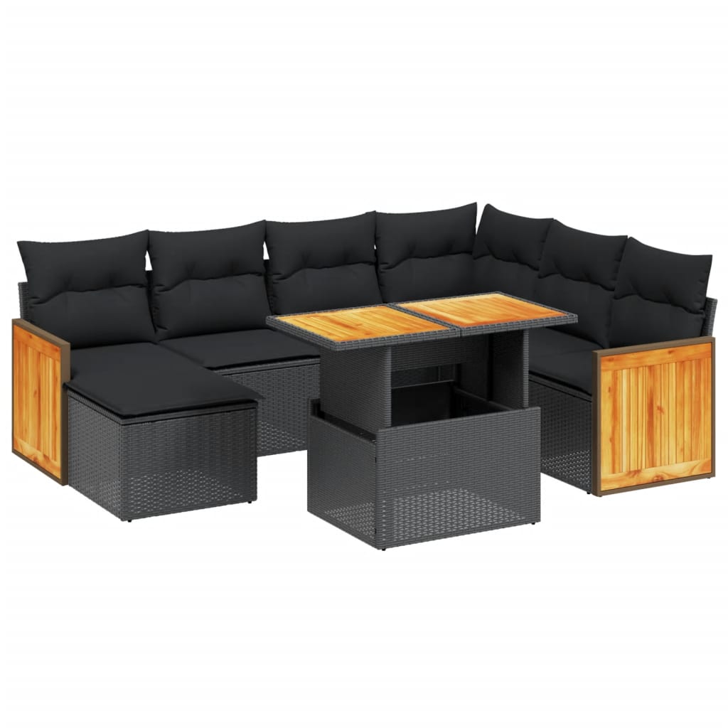 8-delige Loungeset met kussens poly rattan zwart is nu te koop bij PeponiXL, paradijselijk wonen!
