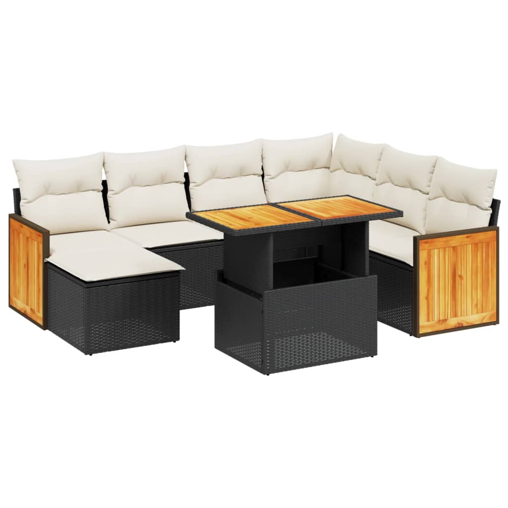 8-delige Loungeset met kussens poly rattan zwart is nu te koop bij PeponiXL, paradijselijk wonen!