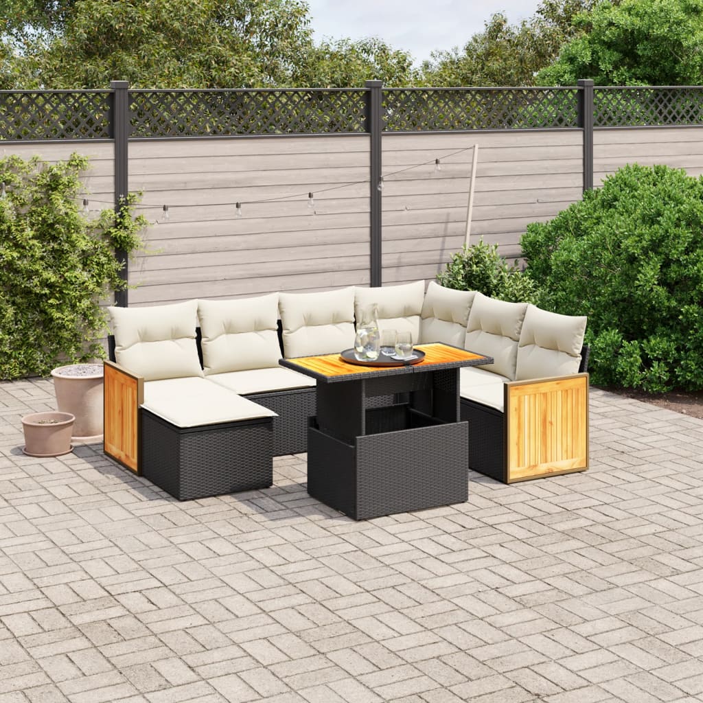 8-delige Loungeset met kussens poly rattan zwart is nu te koop bij PeponiXL, paradijselijk wonen!